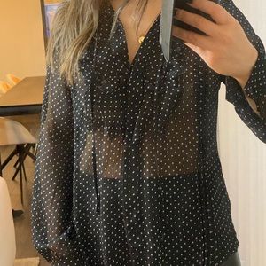 L’Agence black shirt white stars x-small / chemise noire étoiles blanches